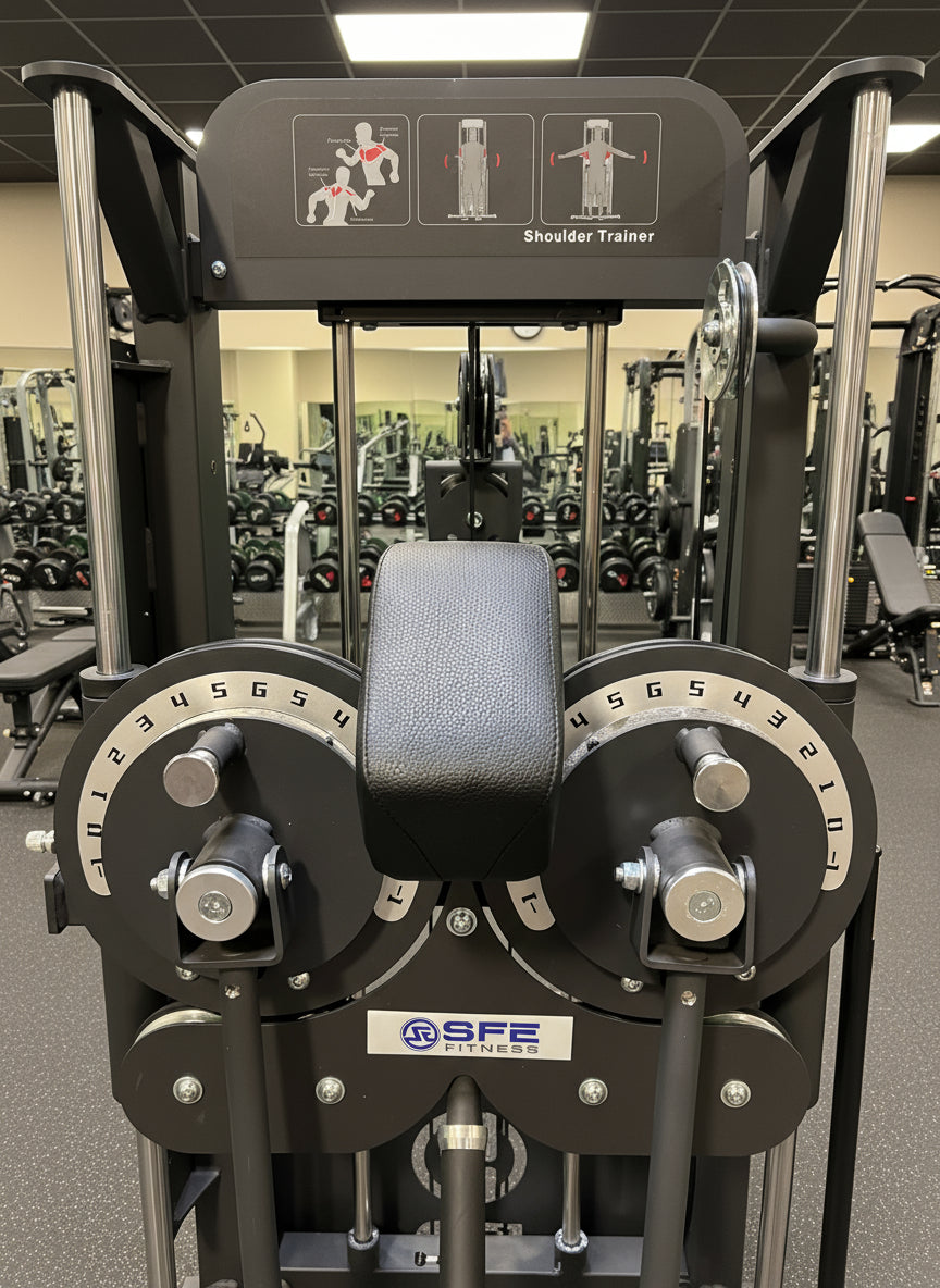 Selectorized Standing Multi-Flight Shoulder Raise w/ 250lb weight stack (New)