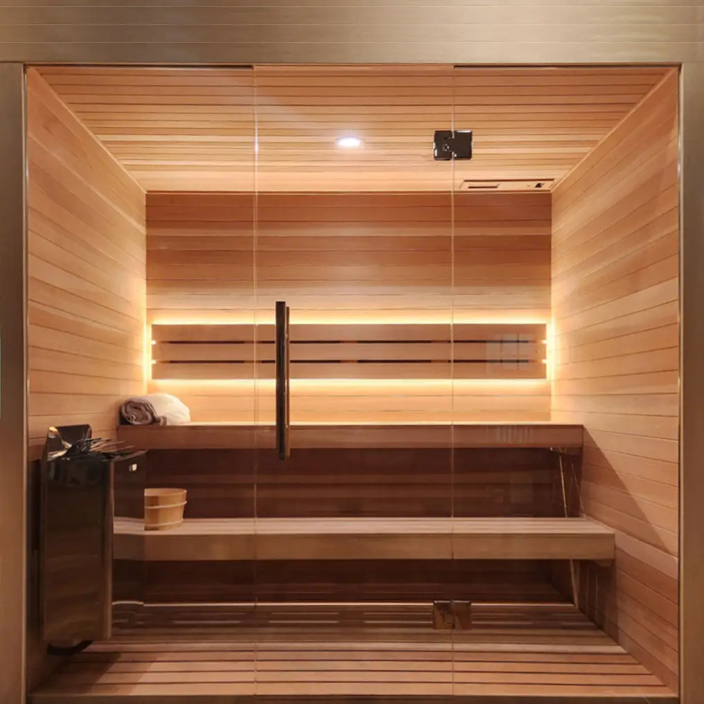 Custom Indoor Sauna Room - 6' x 9' x 8' - Finnish Sauna Builders