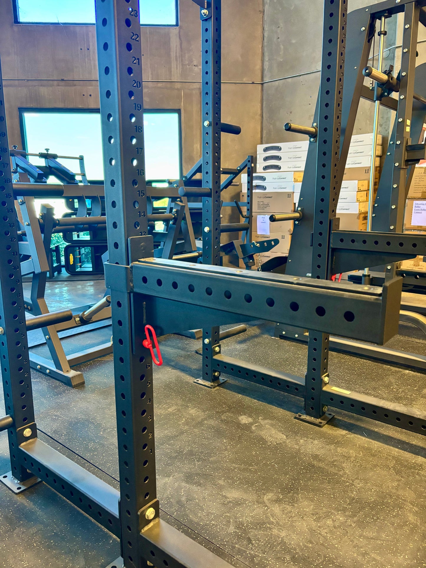 SFE Commercial Squat Rack w/ Safety Bars, J-Hooks & Weight Storage (New)