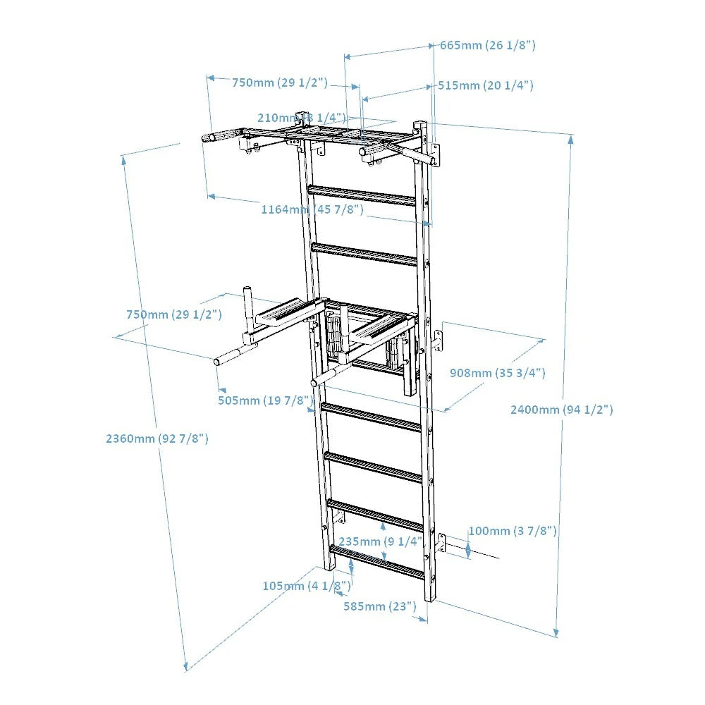 White Swedish ladder for home, room BenchK 722W - BenchK 722B/722W